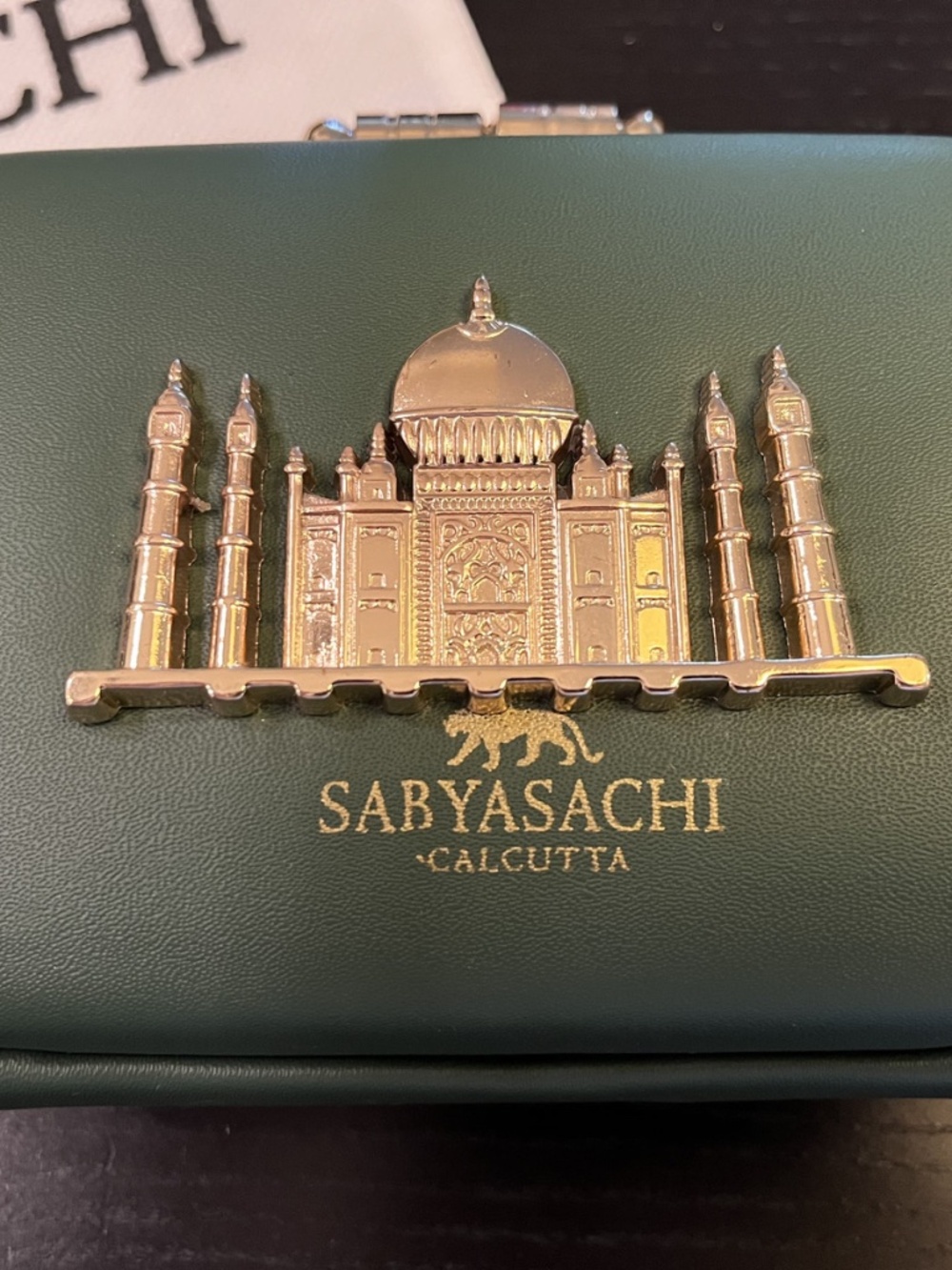 Sabyasachi Inspir Taj Mahal Clutch Bag Party Evening Formal Purse - FOREST GREEN - Picture 4 of 6